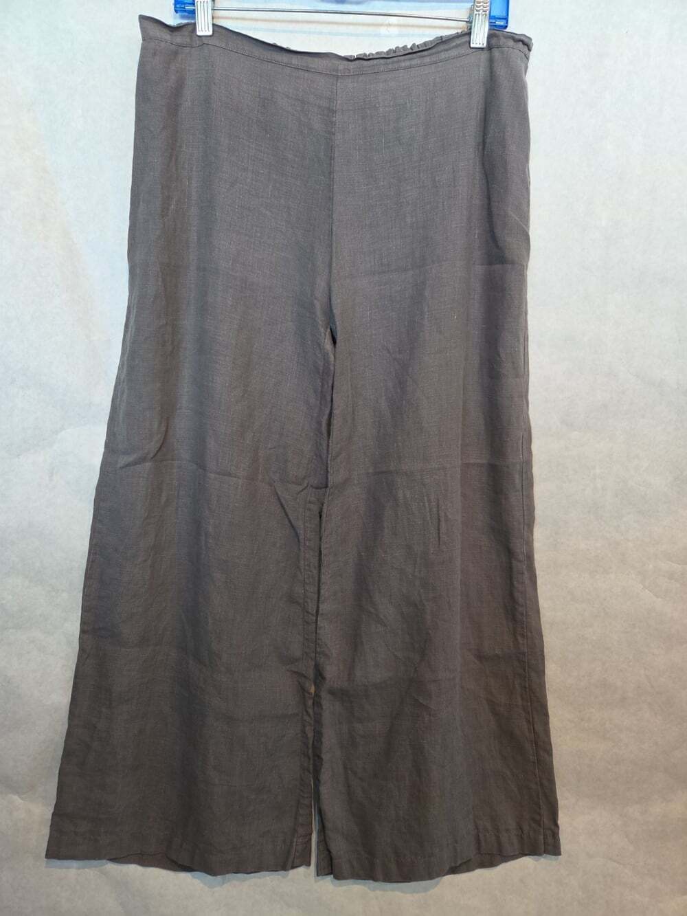 Bryn Walker Linen Wide Leg Palazzo Pant Women M Gray Crop Boho Lagenlook Coastal